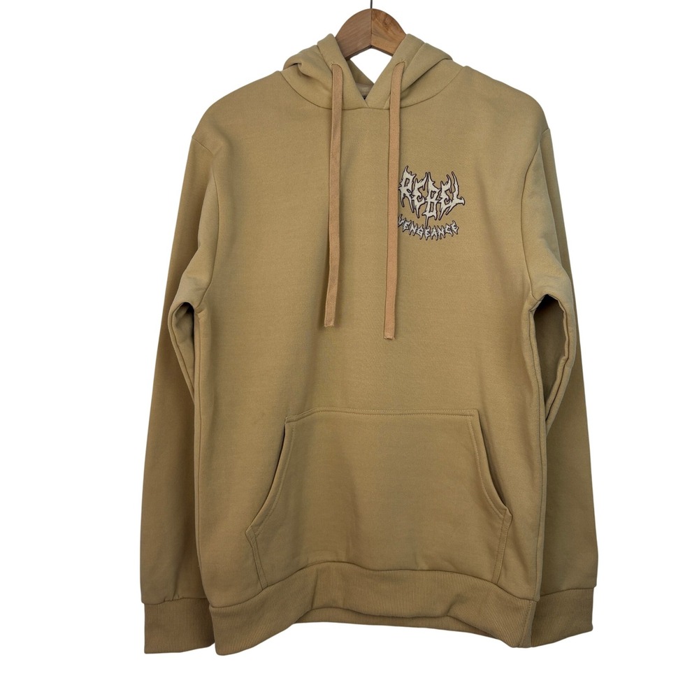 Rebel Vengeance Mens Grim Reaper Skeleton Graphic Hoodie Size Medium Tan‎ Gothic
